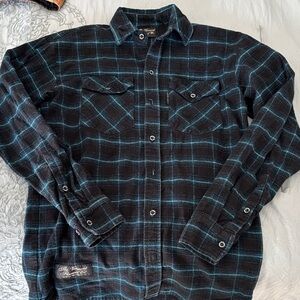 Men's Black and Blue Vermont Flannel Company Casual Button Down Shirt